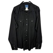 Wrangler Western Shirt Mens Black Long Sleeve Pearl Snap Cowboy Rodeo XL