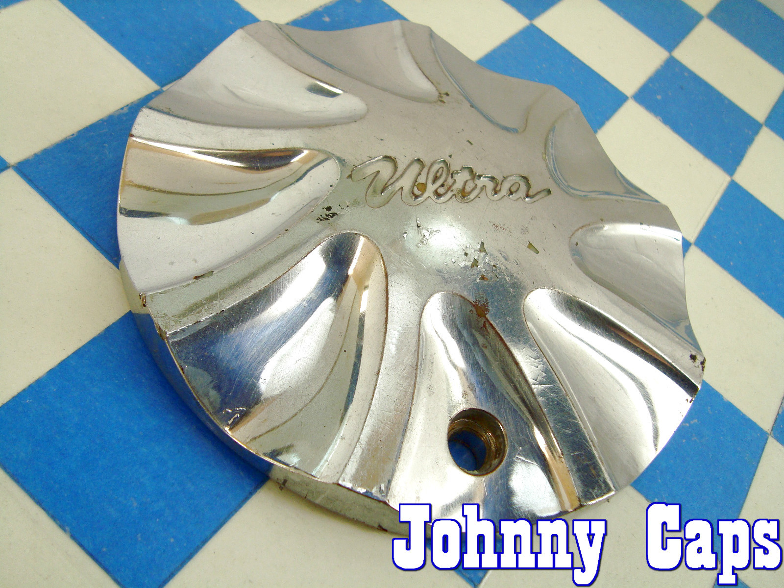 Ultra Wheel Chrome Custom Wheels Center Caps #89-9115  USED Center Cap (1)-image