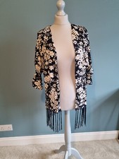 Superdry Blue/White Floral Beech Tassled Cover Up - Size M/10-12