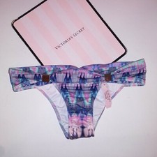 Victoria Secret Swim Bikini Bottom XS Angel Cheeky Hottie Pink Blue Shimmer