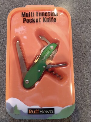 Multi Function Pocket Knife Ruff Hewn New Green 11 Tools