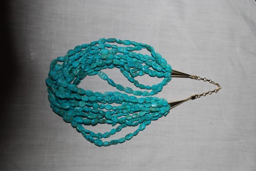 Natural Turquoise Nugget 10 strand necklace 21 Inches length - 第 3/3 張圖片