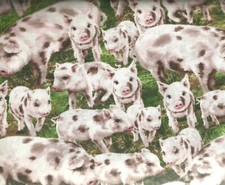Pigs hogs in mud farm animals Timeless Treasures fabric