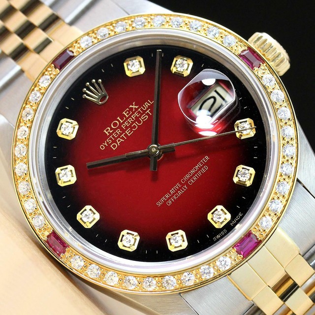 Rolex Datejust Red Vignette Men's Watch 