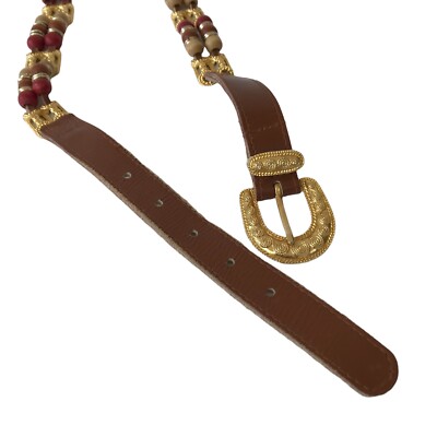 Express Belt Genuine Leather Taiwan  Wood Bead Buckle Women\'s Size M Bohemian s-l400.jpg main image 2
