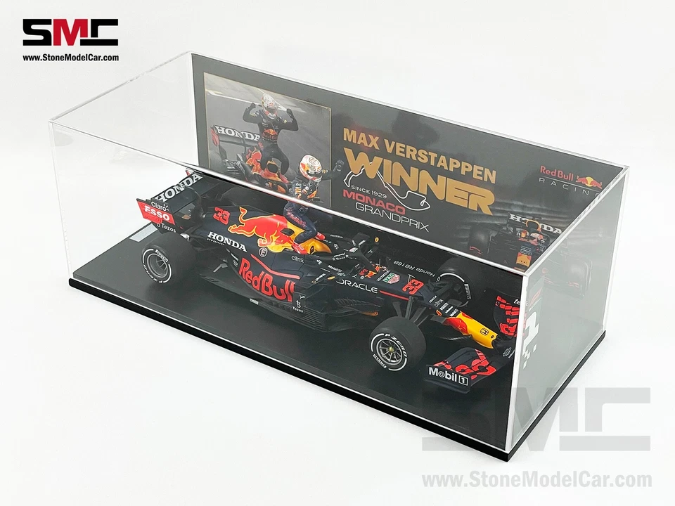 Red Bull F1 RB16B 33 Max Verstappen Monaco 2021 World Champion 1:18 Spark Figure - Image 2 of 4