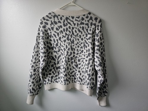 Ann Taylor Loft Gray Animal Leopard Print Button Down Cardigan Sz S New W Tags - Picture 3 of 11