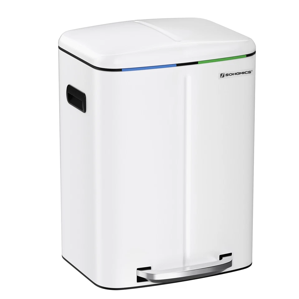 Mülleimer Abfalleimer Recycling Papierkorb Edelstahl Mülltrenner Treteimer Küche - Bild 4 von 4