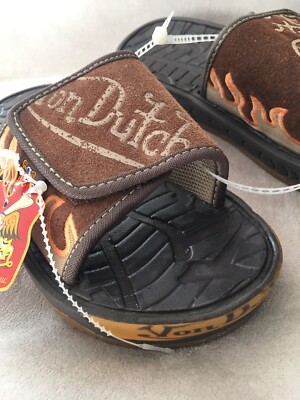 Van Dutch old stock old school flame slip on sandals RARE size 2 unisex