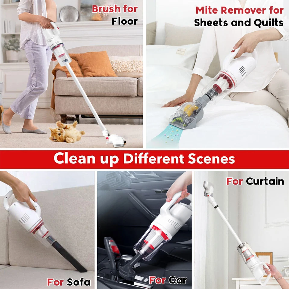 Cordless Vacuum 4-in-1 Lightweight Stick Vacuum Cleaner Handheld Car Home Hair - Image 4 of 4