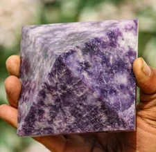 Large 95MM Purple Lepidolite Quartz Crystal Healing Chakras Metaphysical Pyramid