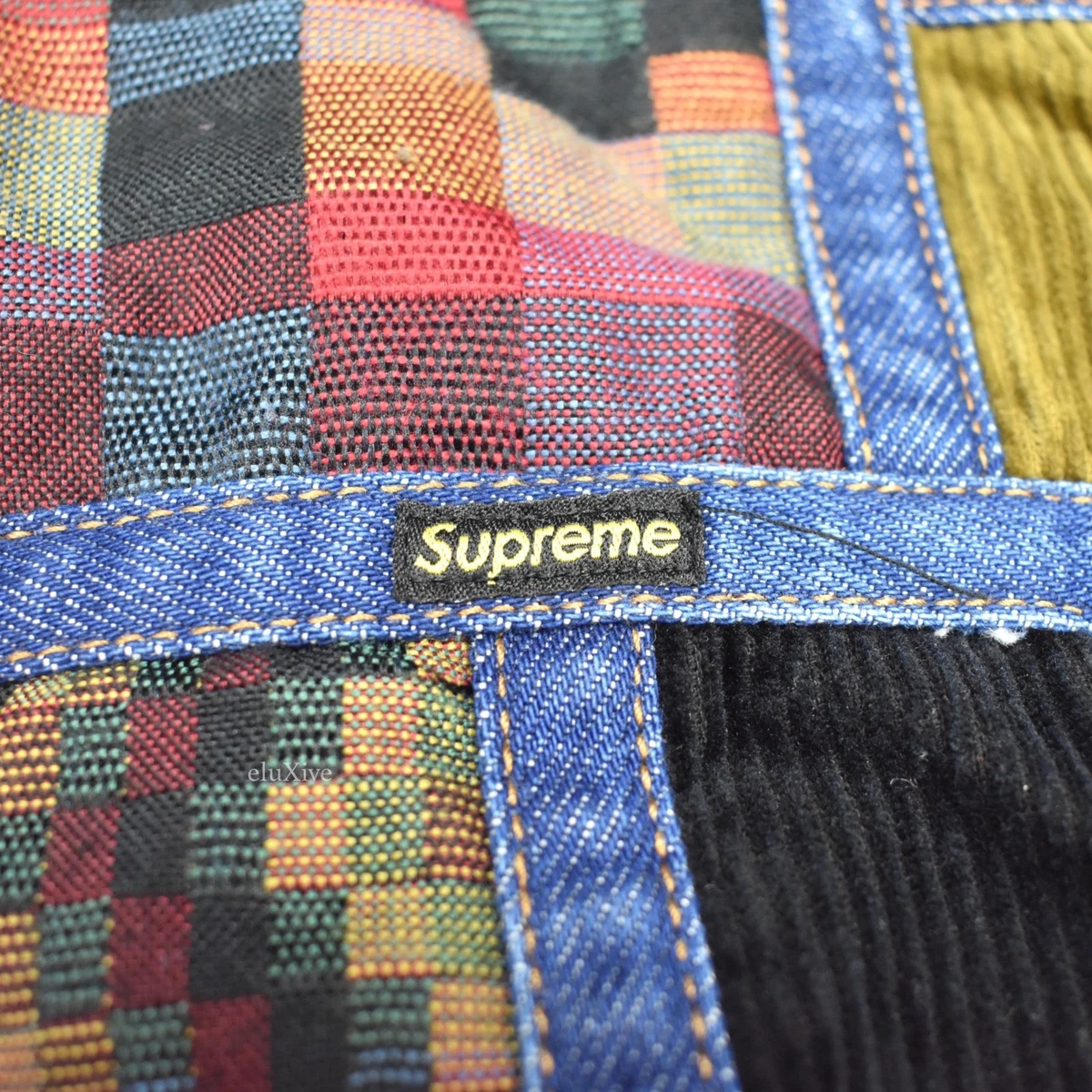 NWT Supreme NY Mens Corduroy Patchwork Denim Box Logo Jacket Blue