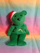Green Bamm Beanos Cal Ripken Jr Bear Bean Bag Plush Christmas Hat