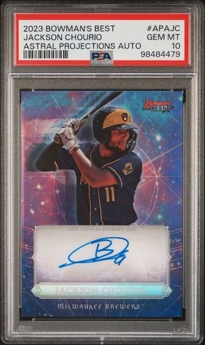 2023 Bowman Best Astral Projections Autograph Jackson Chourio #18/99 PSA 10 - 第 1/2 張圖片