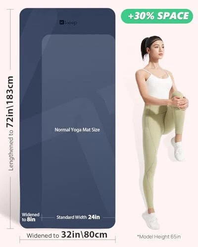 32" Extra Wide 7mm Yoga Mat with Strap for Men and Women
