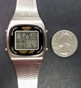 MICROMA 1979 Mens Quartz LCD 4 Button ELECTRONIC COMBO Musical Alarm Watch NOS | eBay