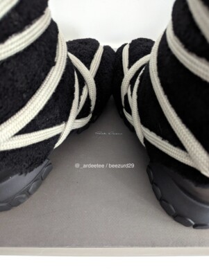 RICK OWENS LUNAR TRACTOR JUMBO LACE LAMB SHEARLING BOOTS FW22