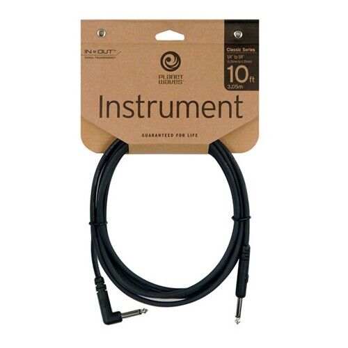 DADDARIO PLANET WAVES CLASSIC GUITAR CABLE RIGHT ANGLE 10 PW-CGT-RA10 10ft LEAD - Picture 1 of 1
