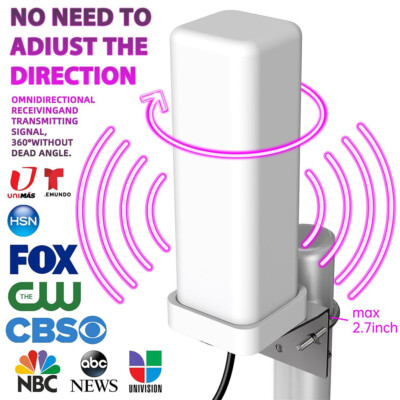 HDTV 1080P Outdoor Amplified Digital Antenna 360 Rotor HD TV UHF VHF FM 200 Mile