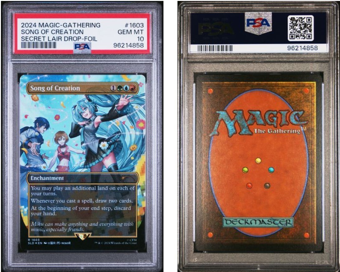 MTG PSA 10 Hatsune Miku Song Of Creation Foil 1603 Secret MTG PSA 10 Hatsune Miku Song Of Creation Foil 1603 Secret