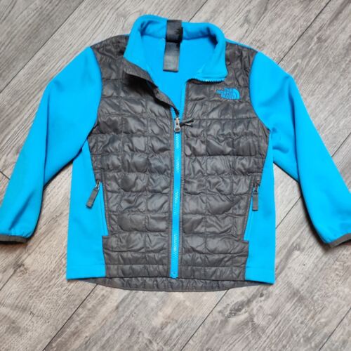 The North Face Boys Age 6 XS Fleece Puffer Style Jacket Blue/Black Logo - Afbeelding 1 van 19