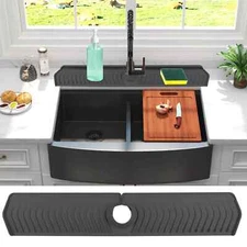 Silicone Sink Splash Guard Mat,30" X 5.7" Silicone Sink Faucet Mat,Kitchen Fa...