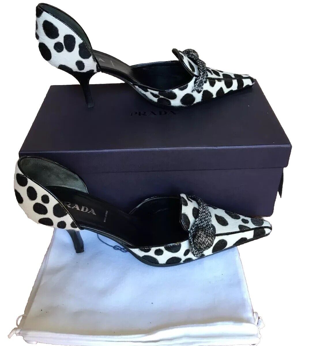 PRADA dyed calf-hair Cow Print Pointed Toes court shoes PRADA dyed calf-hair Cow Print Pointed Toes court shoes