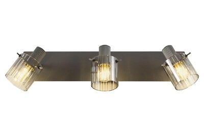 casa NOVA RONJA Strahler Deckenlampe 3-flammig Grau Metall Rauchglas B 50 cm