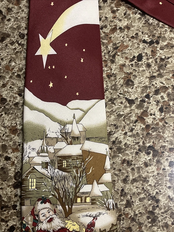 Gravata masculina parquet Natal Papai Noel gravata de poliéster vermelha 58 x 3,75 - Imagem 3 de 4