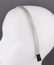 Silver braided headband jute rope braid hair band headband skinny narrow 3/8wide