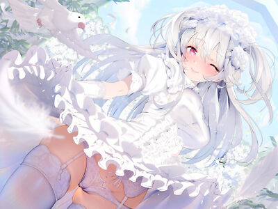 Anime girls kaede white stockings garter belt panties Playmat Gaming Mat  Desk | eBay
