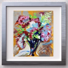Oil Painting Floral ORIGINAL Art Flower  Painting Impasto Textured ABSTRACT Vase