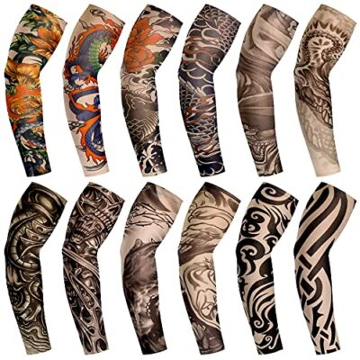 12 mangas de tatuaje para brazo con protección solar UV para hombres y mujeres