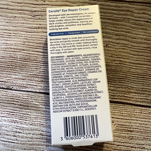 CeraVe crema riparazione occhi 0,5 once Crema occhi, nuovissima - Foto 3 di 4