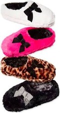 INC International Concepts Women's Plush Bow Clog Slippers Black S or XL