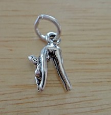 Dije de natación de plata de ley pequeño 15x9 mm 3D para niña