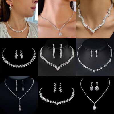 Set Gioielli Donna Argento 925 – Collana Con Ciondolo E Orecchini – Regalo Con Pietre CZ