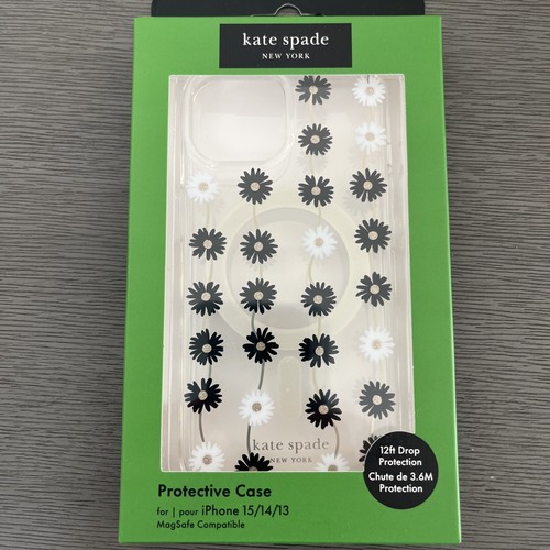 KATE SPADE Protective Case Magsafe IPHONE 15 14 Or 13 Floral White Black Daisy