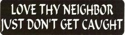 Motorcycle Sticker for Helmets or toolbox #666 Love thy neighbor just don't get 