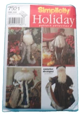 1997 Simplicity 7921 Sewing Pattern 26" Santa Doll & Outfits 4 Designs UNCUT