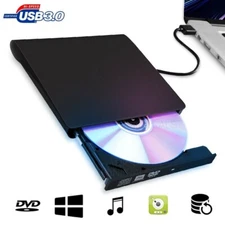 Slim External CD DVD RW Drive USB 3.0 Writer Burner Player Black For Laptop PC