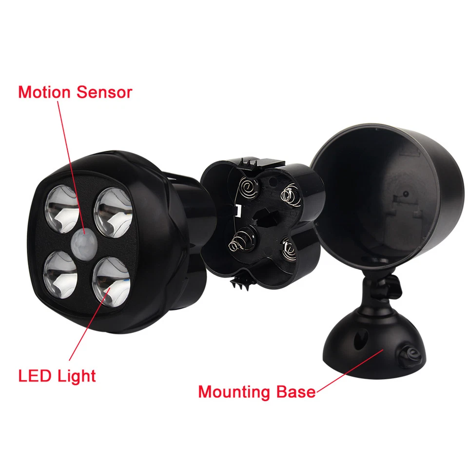 Waterproof 4 LED Floodlight Security Camera Spotlights Motion Detector Light UK - Image 2 of 4