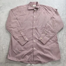 Eton Button Up Shirt 17 43 XL Red Striped Contemporary Cotton Long Sleeve