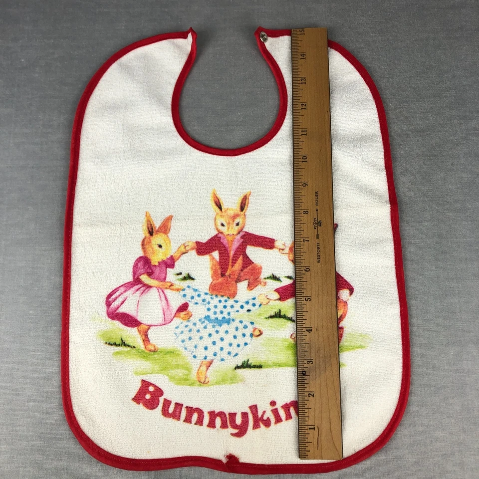 Babero infantil Bunnykins vintage de Kleinerts EE. UU. Royal Doulton alrededor de los años 70 sin usar Foto 4 de 4