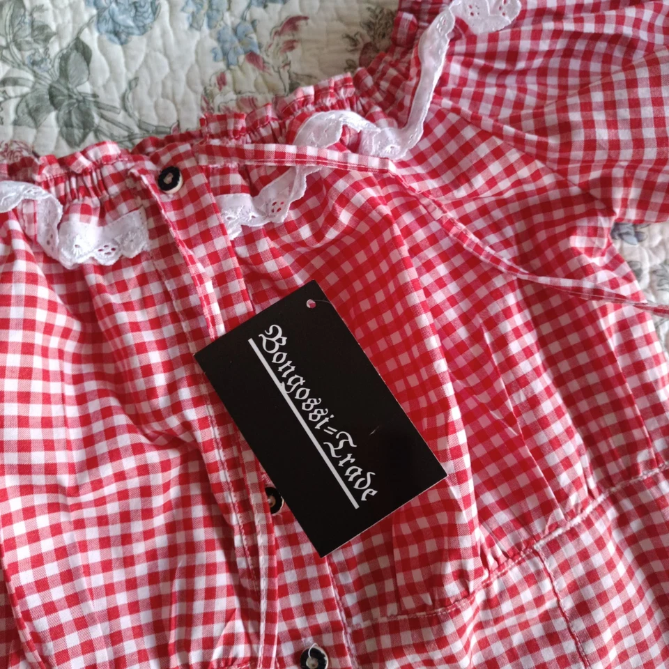 Dirndl Bluse, Trachtenbluse, rot - weiß , Gr. 40 , Neu - Bild 2 von 4