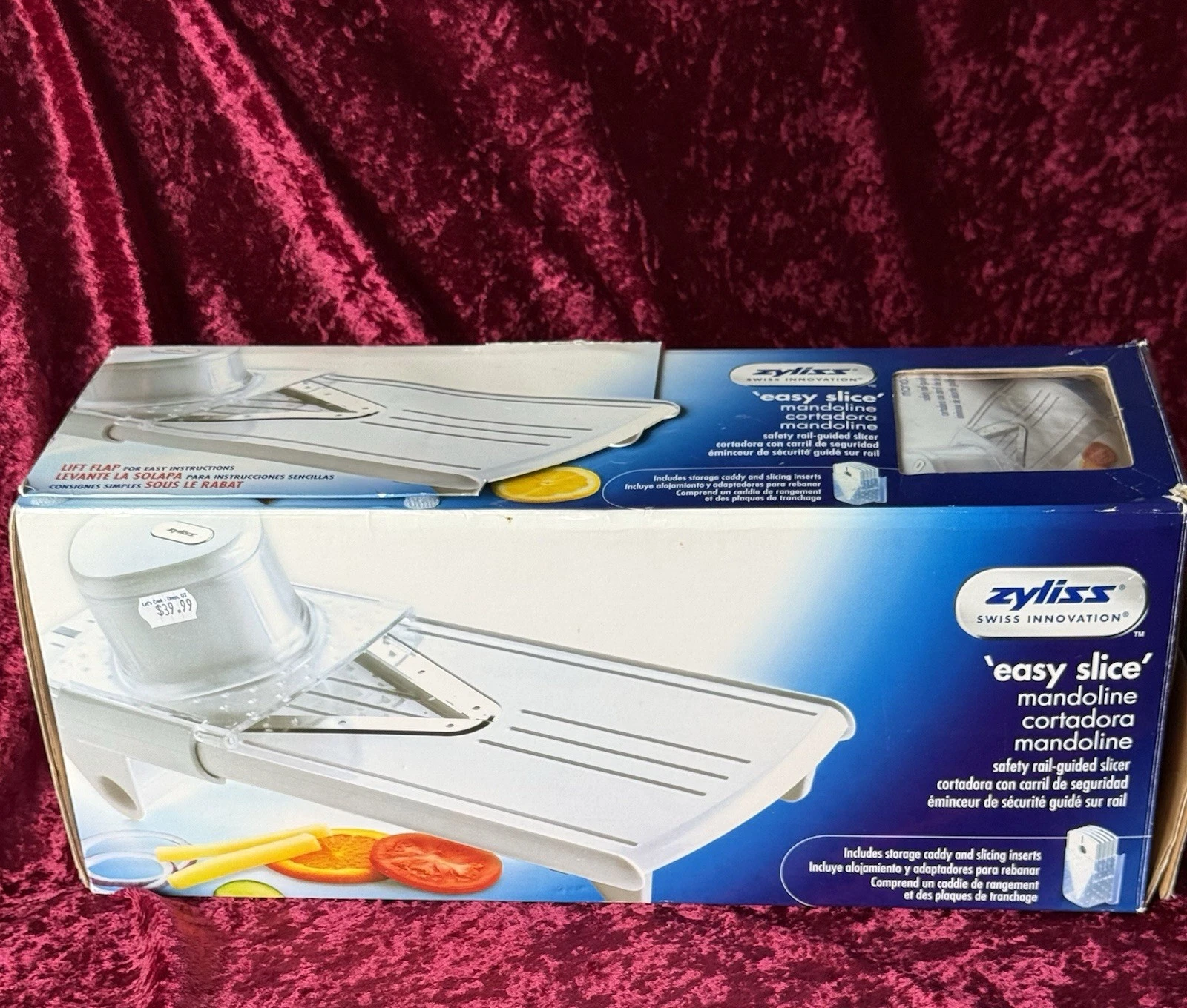 ZYLISS EASY SLICE MANDOLINE 11700 SAFETY RAIL GUIDED Fruit Veggie Slicer Cheese.