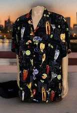 Vintage Paradise Found Cocktail Drink Rayon Aloha Hawaiian  Shirt XXL EXCELLENT