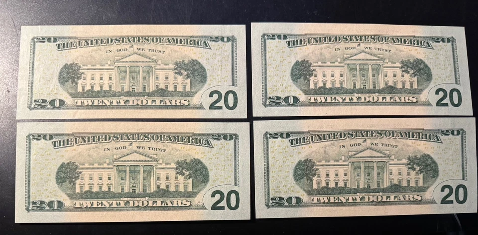 Lot of 4 2004 Twenty $20 Dollar Star Notes Consecutive Numbers - Image 2 of 2