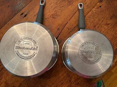 KitchenAid 3QT & 2QT Saucepans No Lids Stainless Steel Impact Bonded Even Heat