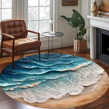 Beach Design Pattern Living Room Area Mat, Soft and Comfortable for Entryway, Ga